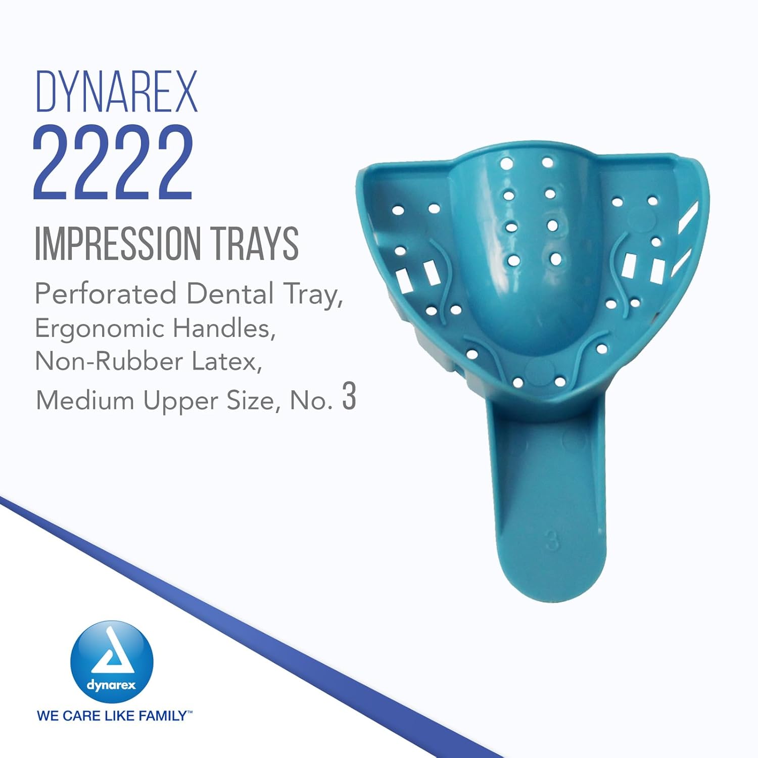 Dynarex Dental Impression Trays - Perforated Dental Tray, Ergonomic Handles - No Natural Rubber Latex - Medium Upper Size No. 3-12 Pieces Per Bag, 10 Bags Per Case