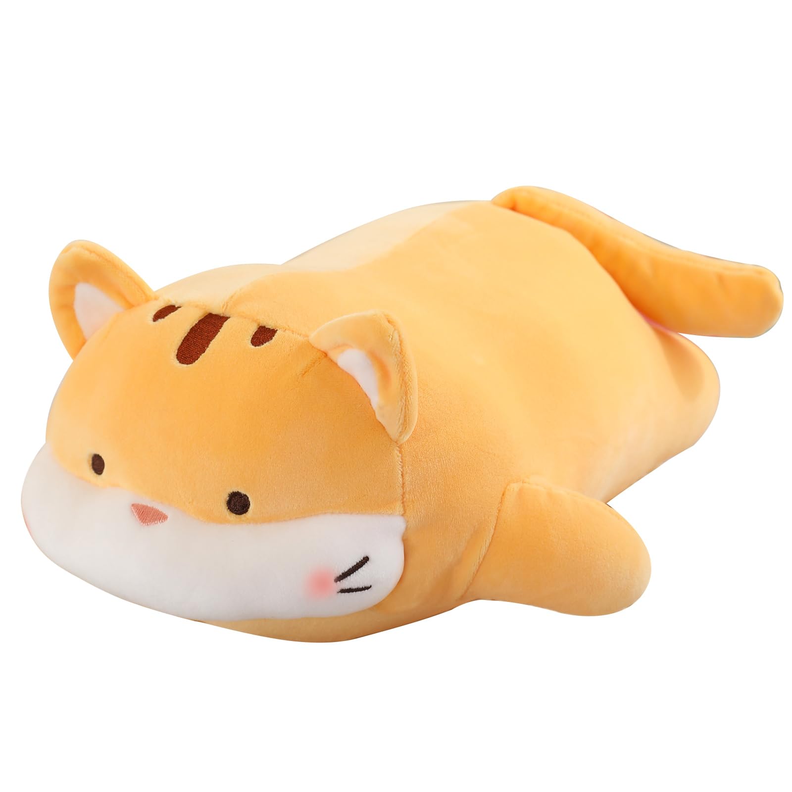 AMOZO Cute Kawaii Stuffed Animals Pillow Soft Toy Kitten Plushie Gift for Girls (Orange)