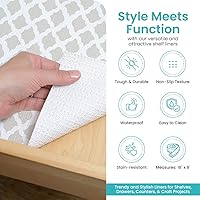 Vista 115 de Con-Tact Brand Grip Prints Shelf Liner, Non-Adhesive Durable Liners, Slip-Resistant Drawer and Cabinet Covering, 18" x 4', Dottie Grey, Pack of 1