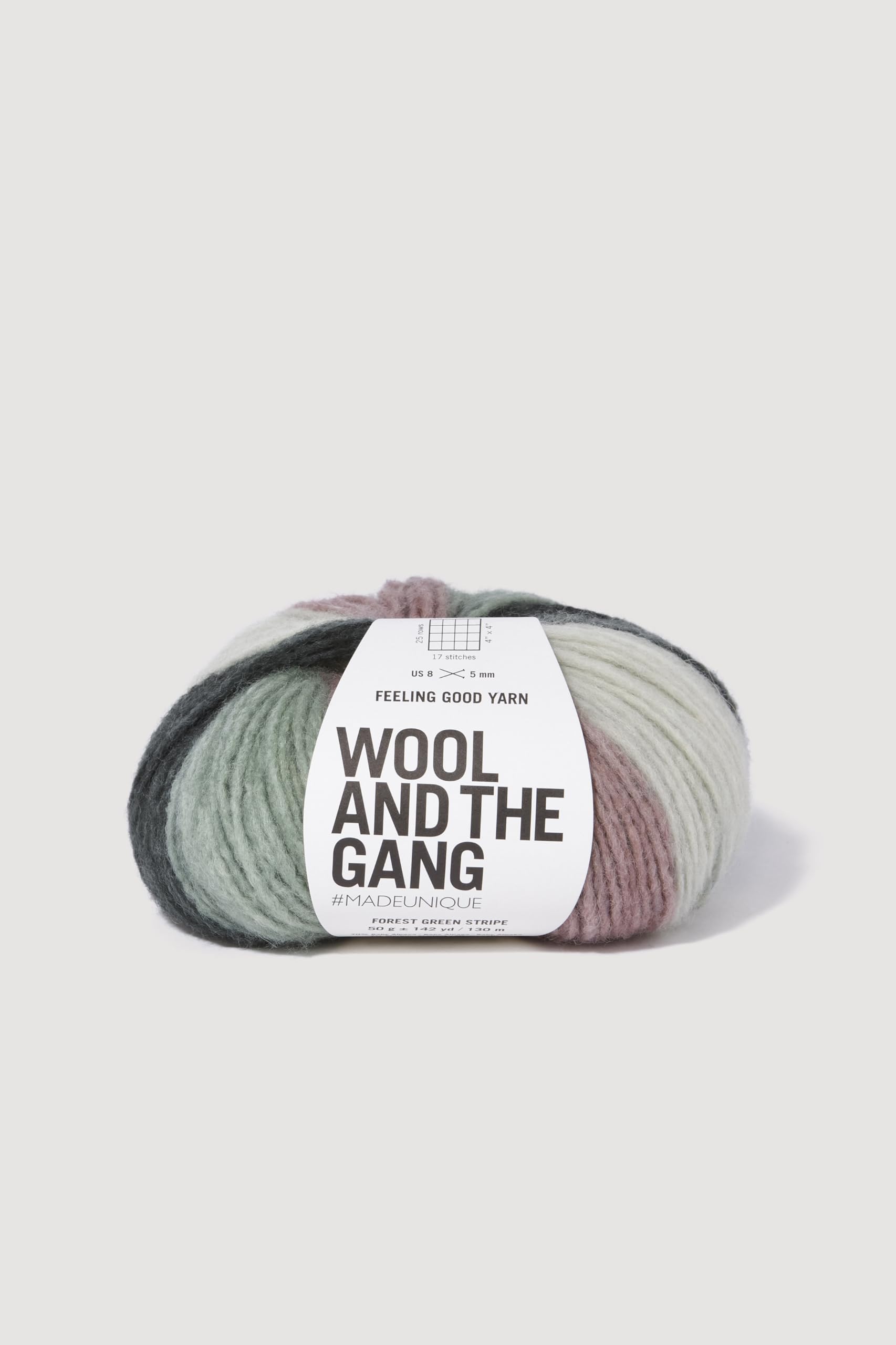 Wool and the Gang Feeling Good Stripe, Forest Green Stripe, 50g, Aran/Worsted