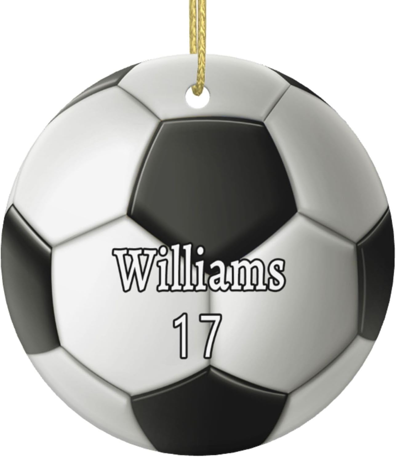 Custom Name and Number Soccer Christmas Ornament, Great Gift Idea for Soccer Players & Soccer Lovers, Personalized Soccer Ornament, Dad Gift