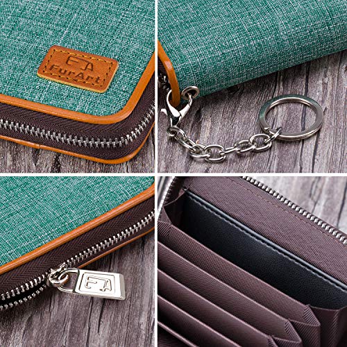 FurArt Credit Card Wallet, Zipper Card Cases Holder for Men Women, RFID Blocking, KeyChain Wallet, Compact Size