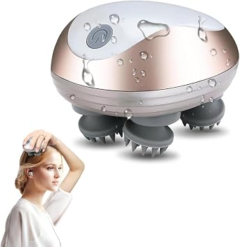 Electric Scalp Massager, Waterproof Head Massager with Silicone Heads for Hair Growth, 3 Modes, Portable Handheld Head Massager Scalp for Head Body Relaxation, Deep Clean, Cat Massager
