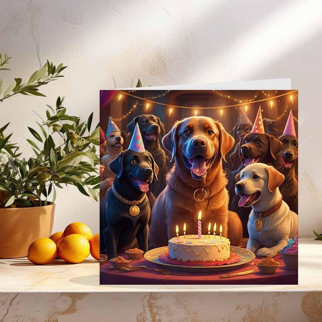Larry Labrador Birthday Card - Stripey Cats