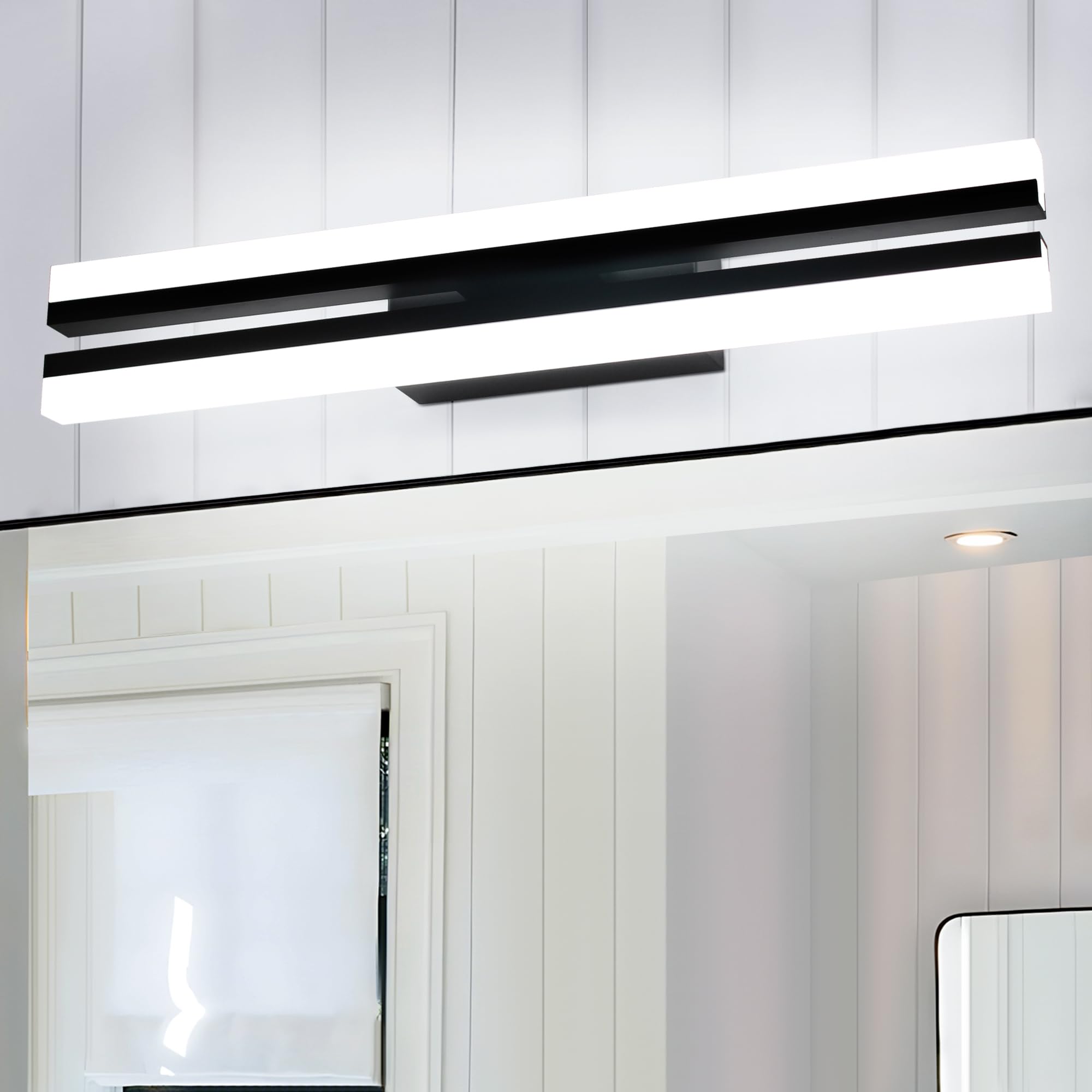 MantoLite Luminaires de Vanité LED 6000K 40CM 12W Noir Applique Murale Salle de Bain