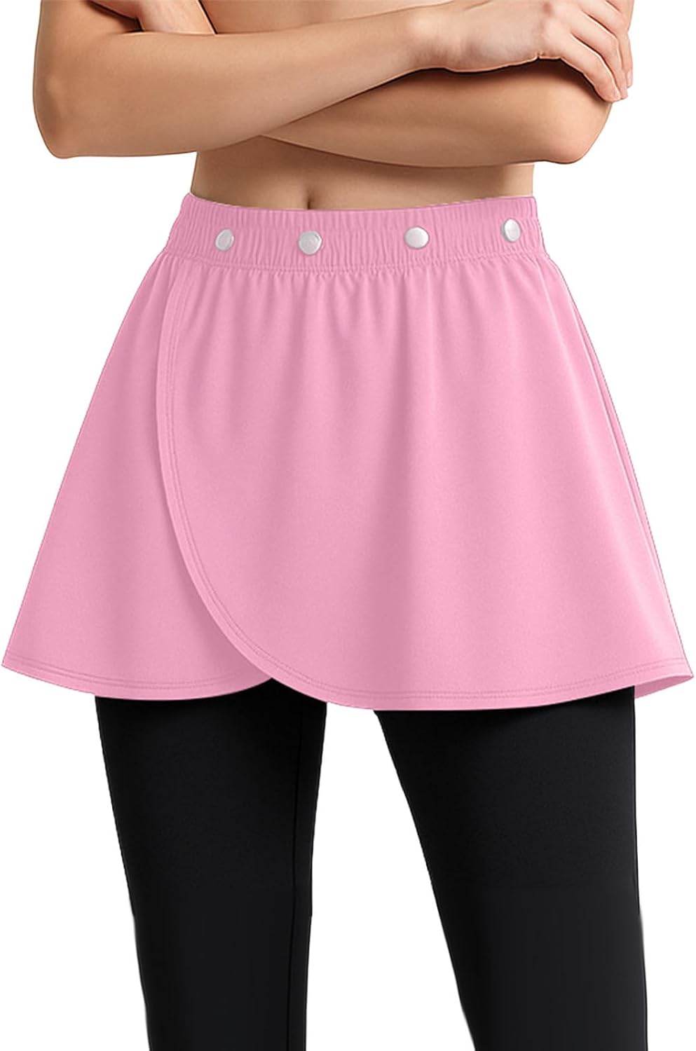 Women Tennis Skirted Leggings with Pockets Athletic Ruffle Pleated Golf Skirt Dance Wraps Skort Beach Butt Cover up