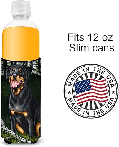 Miniatura 4 de Caroline's Treasures AMB1388MUK Backwoods Companion Rottweiler Ultra Hugger para latas delgadas puede enfriar la manga Hugger lavable a máquina