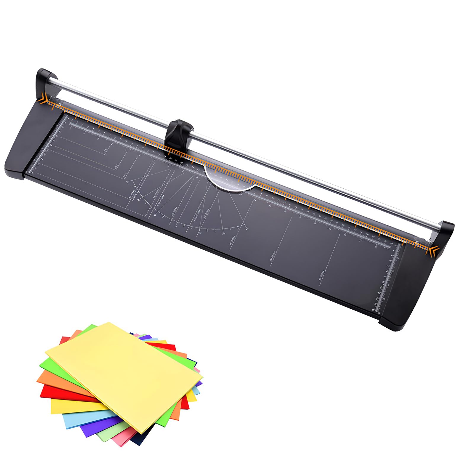 Taglierina Rotante per Carta A2 - Larghezza di Taglio 60 cm/23,6", Capacità 10 Fogli, Pannello in Metallo Antiruggine per Officine di Stampa e Scuole