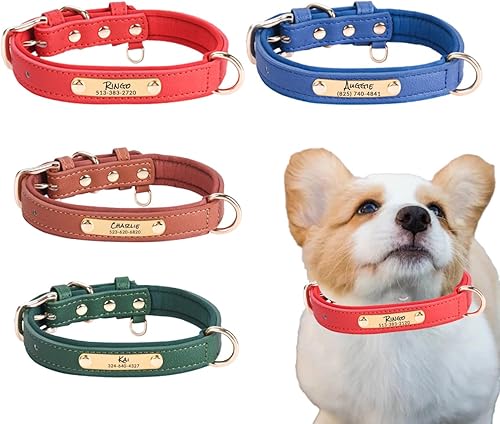 Miniatura 7 de Collar de cuero personalizado para perro, collar de cuero profundamente grabado para perros y gatos pequeños, medianos, grandes, XL, collar