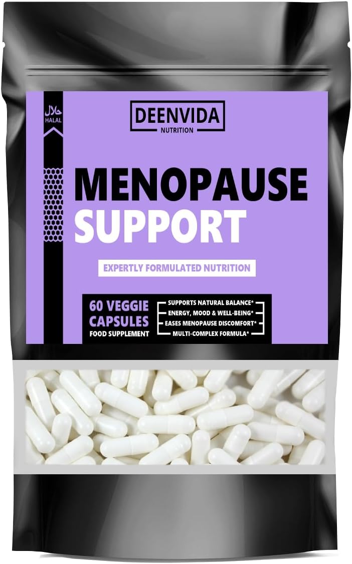 Menopause Supplements for Women, Perimenopause & Menopause Support, Multi-Nutrient Wellbeing Support, Halal & Suitable for Vegetarians, 1 Month Supply, 60 Capsules, DeenVida Nutrition