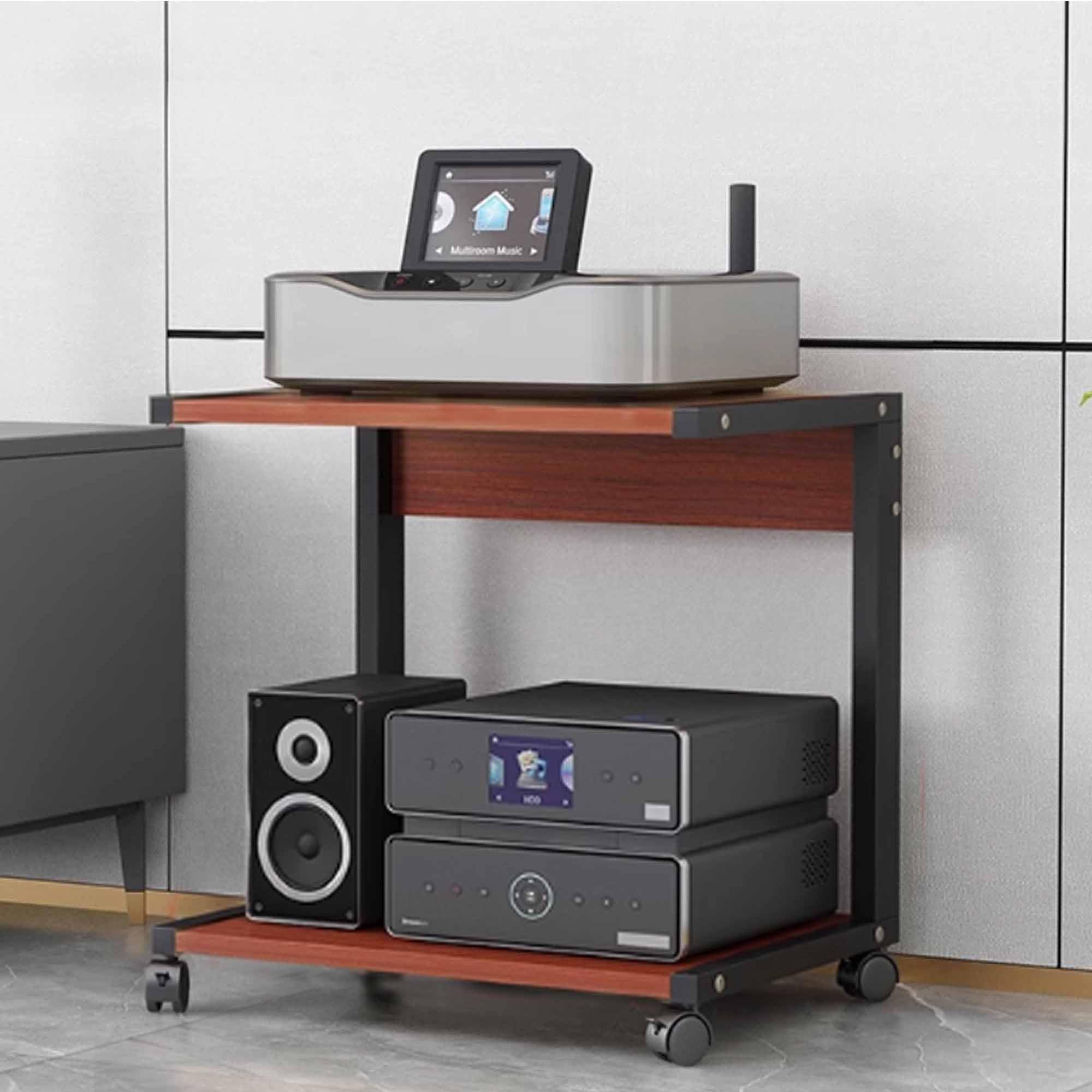 Générique Meuble Audio-vidéo Moderne et élégant - Tour de Rack stéréo pour Tourne-Disque et Jeux - Meuble AV Finition Noyer Rouge pour Salon et Studio d'enregistrement, Design Compact