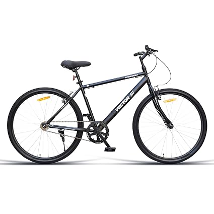VECTOR 91 Freedom 26T Matt Black Single Speed Hybrid Cycle with 18 Inches Steel Frame for Men, Rigid