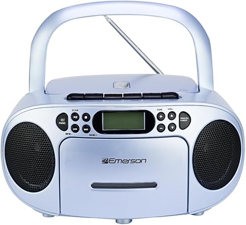 Miniatura 12 de Emerson Boombox reproductor de CD portátil con reproductor de cassette, grabadora de cinta, radio AM/FM, AUX, conector para auriculares, altavoces