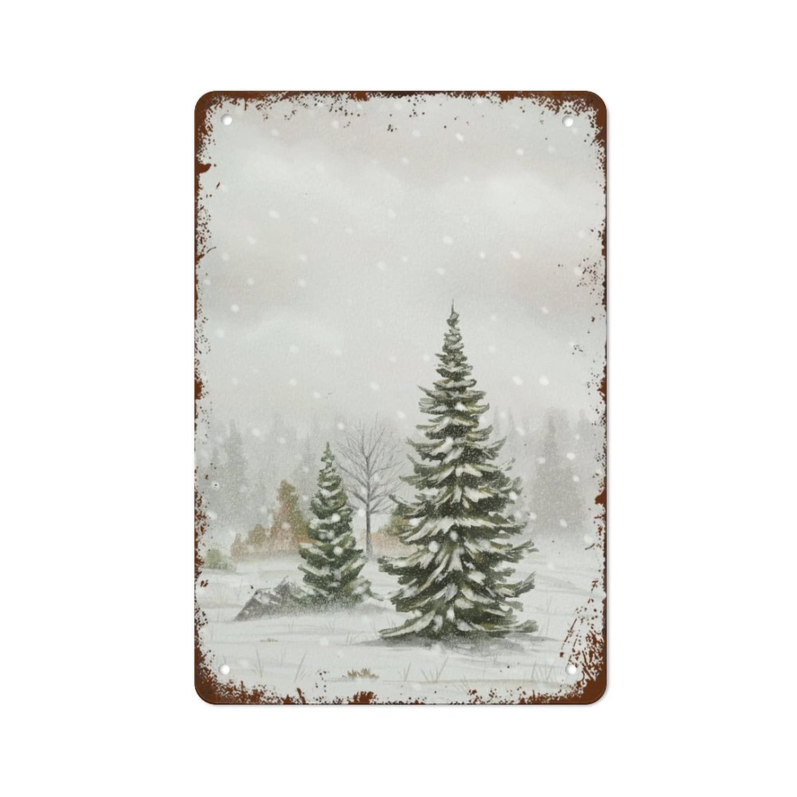 peiyeety Metal Tin Sign Vintage Metal Signs Abstract Winter Landscape Art Vintage Wall Decor Retro Art Tin Sign Funny Decorations For Home Bar Pub Cafe Farm Room Metal Poster 8"x12"