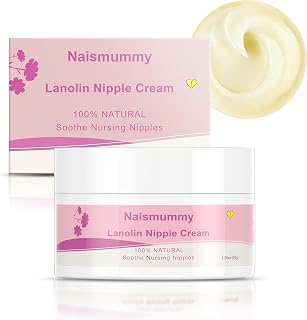 Lanolin Nipple Cream Safe for Breastfeeding 1.76 oz - 100% Natural Nipple Butter, Soothes & Protects Sensitive Nipples, Breastfeeding Essentials for Nursing Mom and Baby
