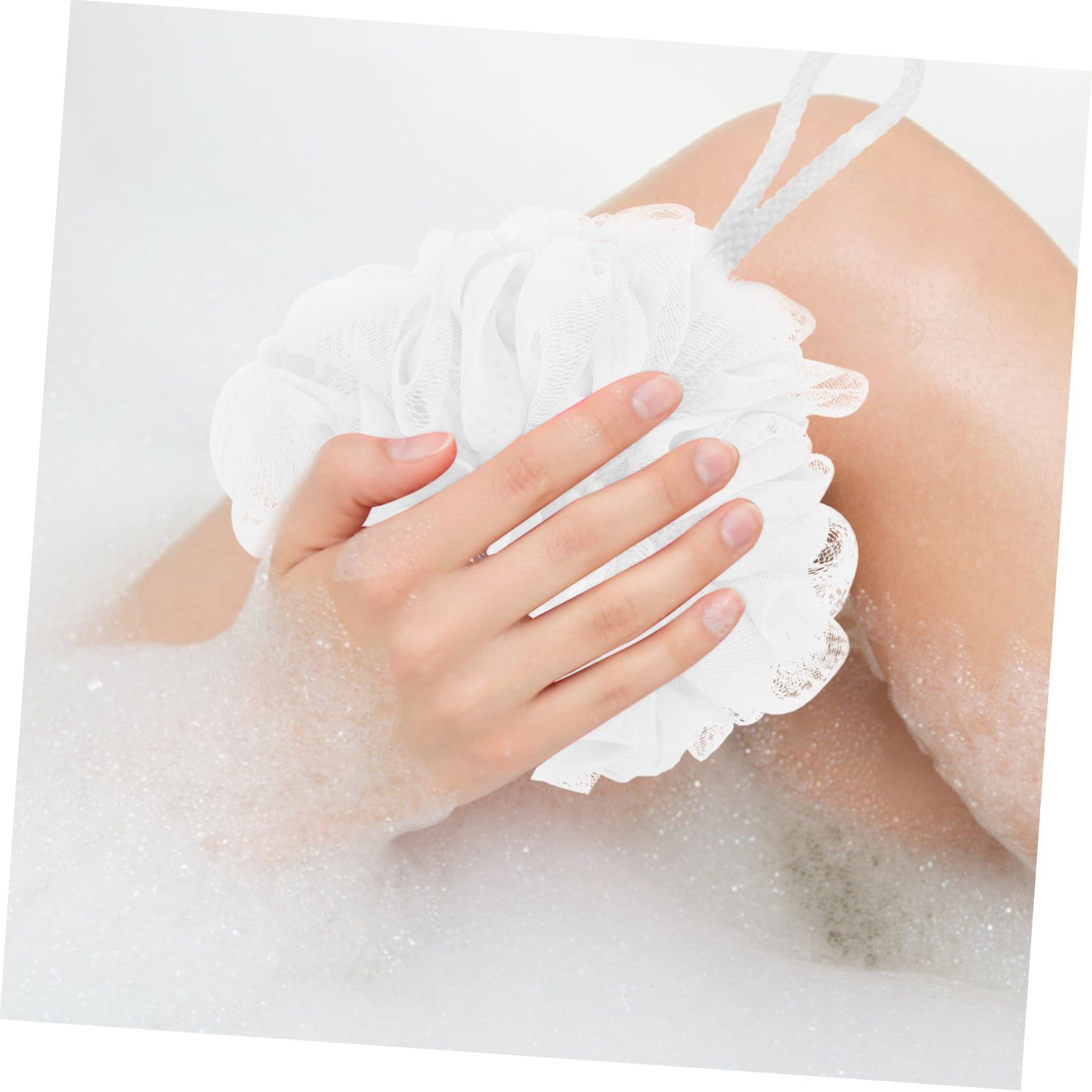 Esponja de Baño Portátil Color Claro 6 Piezas Pe y Cuerda de Algodón