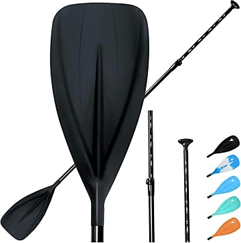 SUP Paddle - Adjustable 3-Piece Stand Up Board Paddle Floating Aluminum Alloy Shaft for Easy Storage Travel SUP-Black