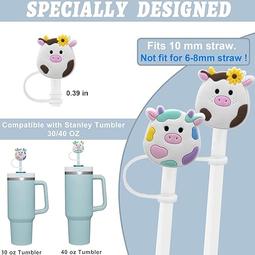 Miniatura 9 de Stanley Cup - Paquete de 6 tapas de popote para vaso Stanley, compatibles con vaso Stanley de 40 onzas, puntas de popote de silicona reutilizables a