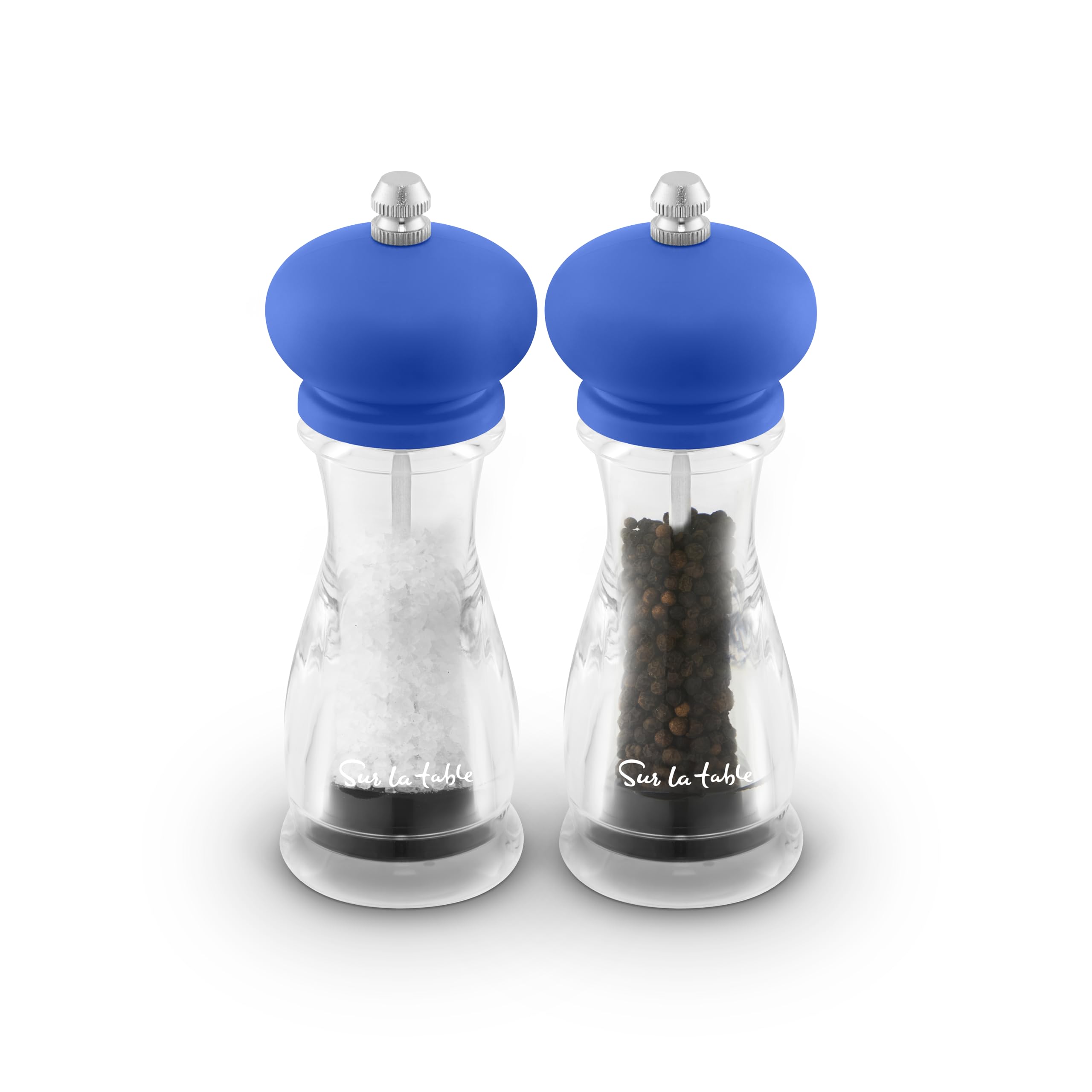 Sur La Table Salt & Pepper Mill Set - Ceramic/Crystal - Navy