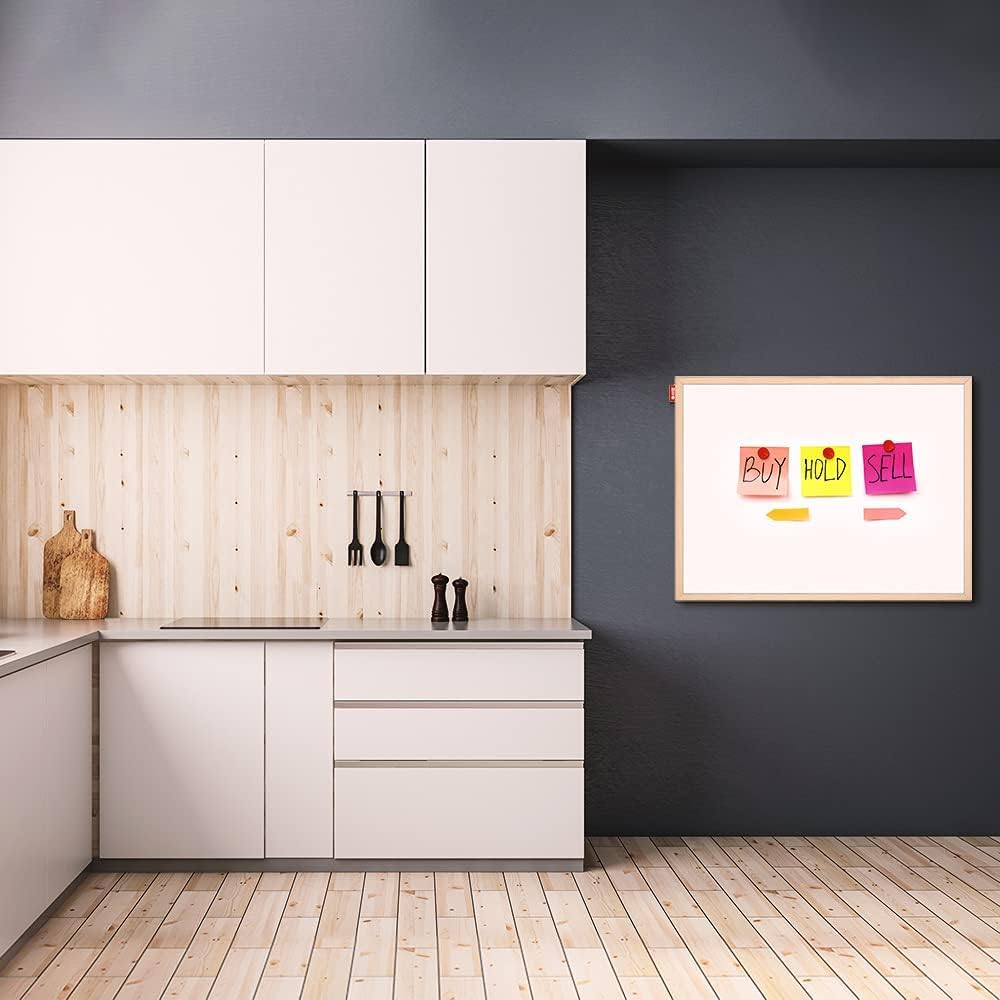 Memobe - Magnettafel Groß 120x90 cm - Whiteboard Magnetisch - Pinnwand Magnetisch mit Holzrahmen - Magnetwand Kinderzimmer, Büro Organizer, Schule Zubehör - Magnet Tafel Kinder zum Beschriften