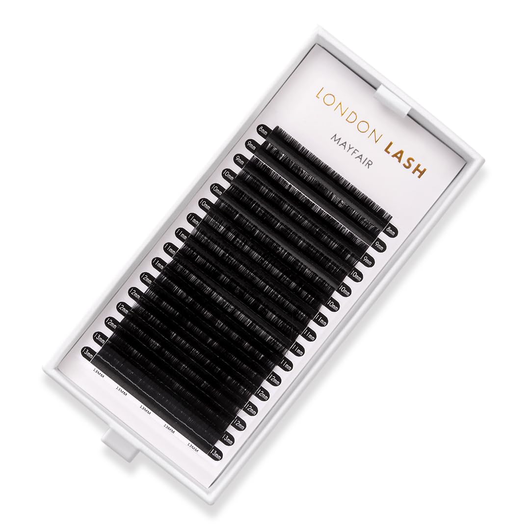 London Lash Mega Volume Mayfair Lashes 0.05, Curl C-Mix Sizes, Black, Lightweight and Fine (Length (mm): Mix 8-13)