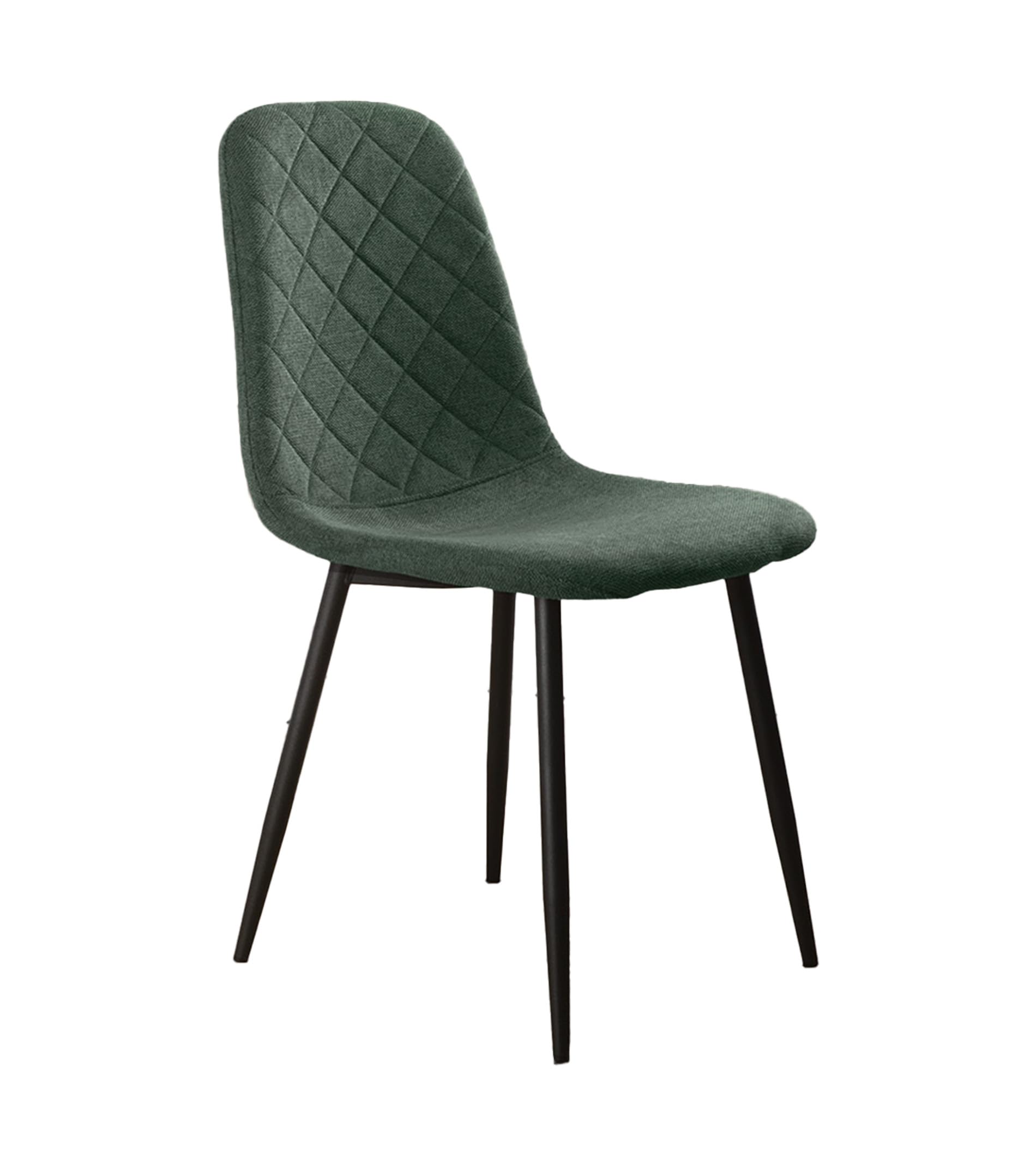 Home Heavenly®- Sillas Comedor salón SUIZ Pack de 4 sillas tapizadas de Estilo nordico en colór Verde Oscuro Patas metalicas colór Negro