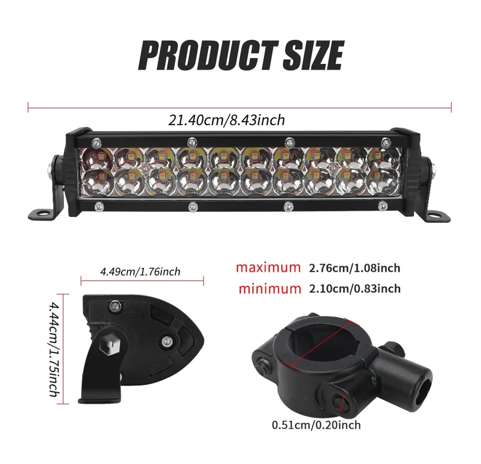 Faro Anteriore per Moto per Suzuki per RM85 per RM125 RMZ250 DRZ400 Moto Faro Luce Manubrio LED Bar Set 60W con Kit Interruttore