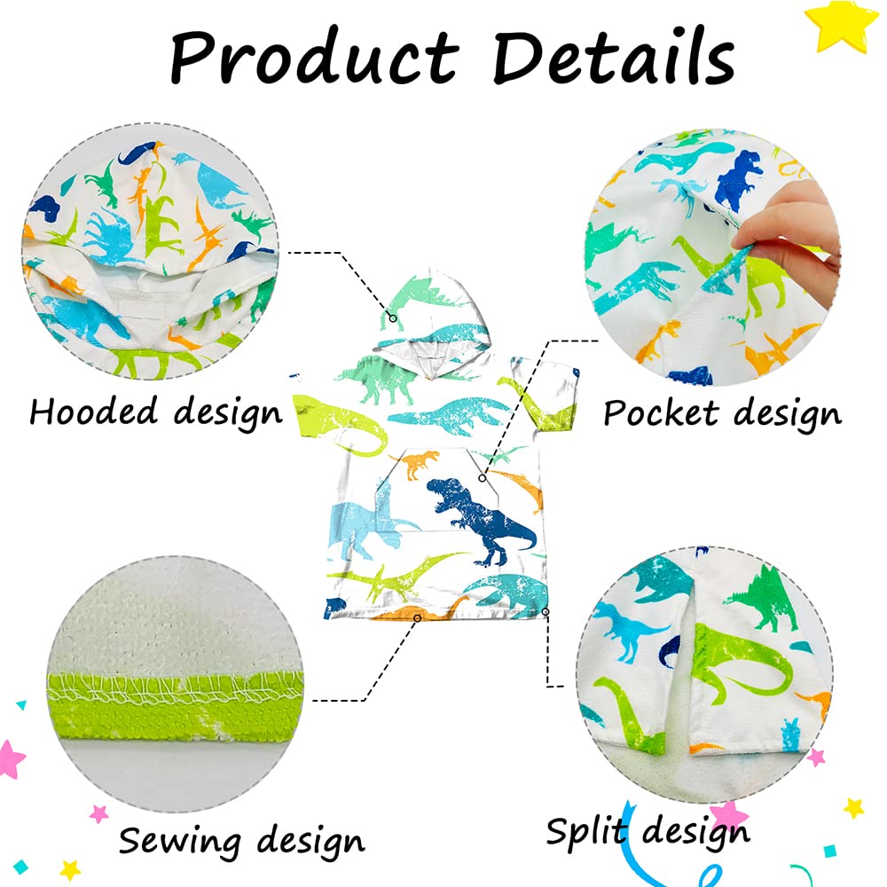 Highdi Poncho con Cappuccio Bambini, Asciugamano da Spiaggia Microfibra Accappatoio con TascheIl Asciugatura Rapida Telo Mare Poncho da Bagno per Sport Nuoto Surf (Pinguino,S(49x61cm