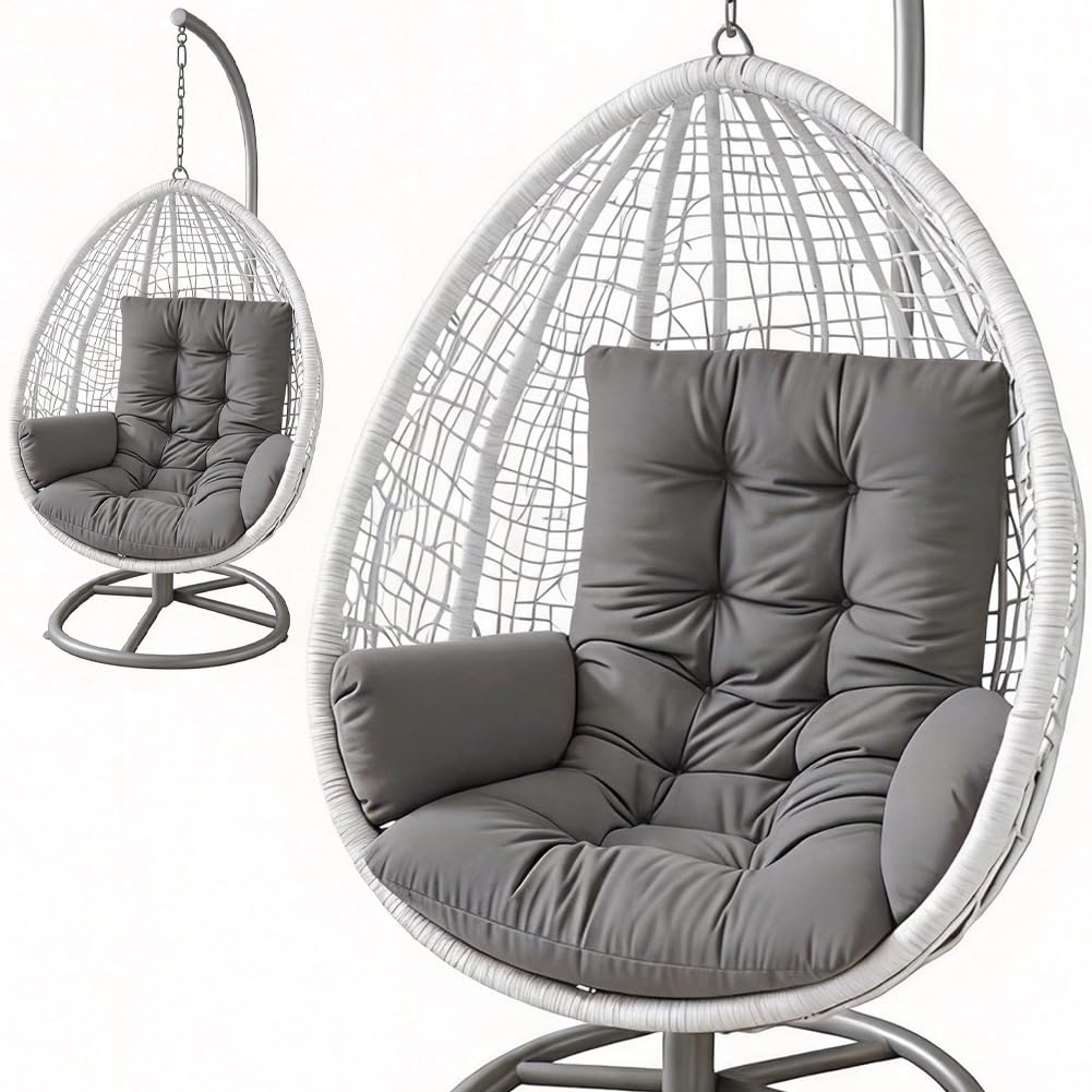 CEWROM Coussin de fauteuil suspendu - Coussin de jardin pour balancelle suspendue - Coussin en polyester épais avec dossier pour fauteuils suspendus, cocoons de jardin et chaises à œufs - Coussin