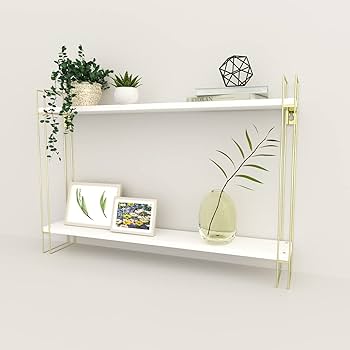 Amazon.com: J JACKCUBE DESIGN White and Gold Floating Shelf