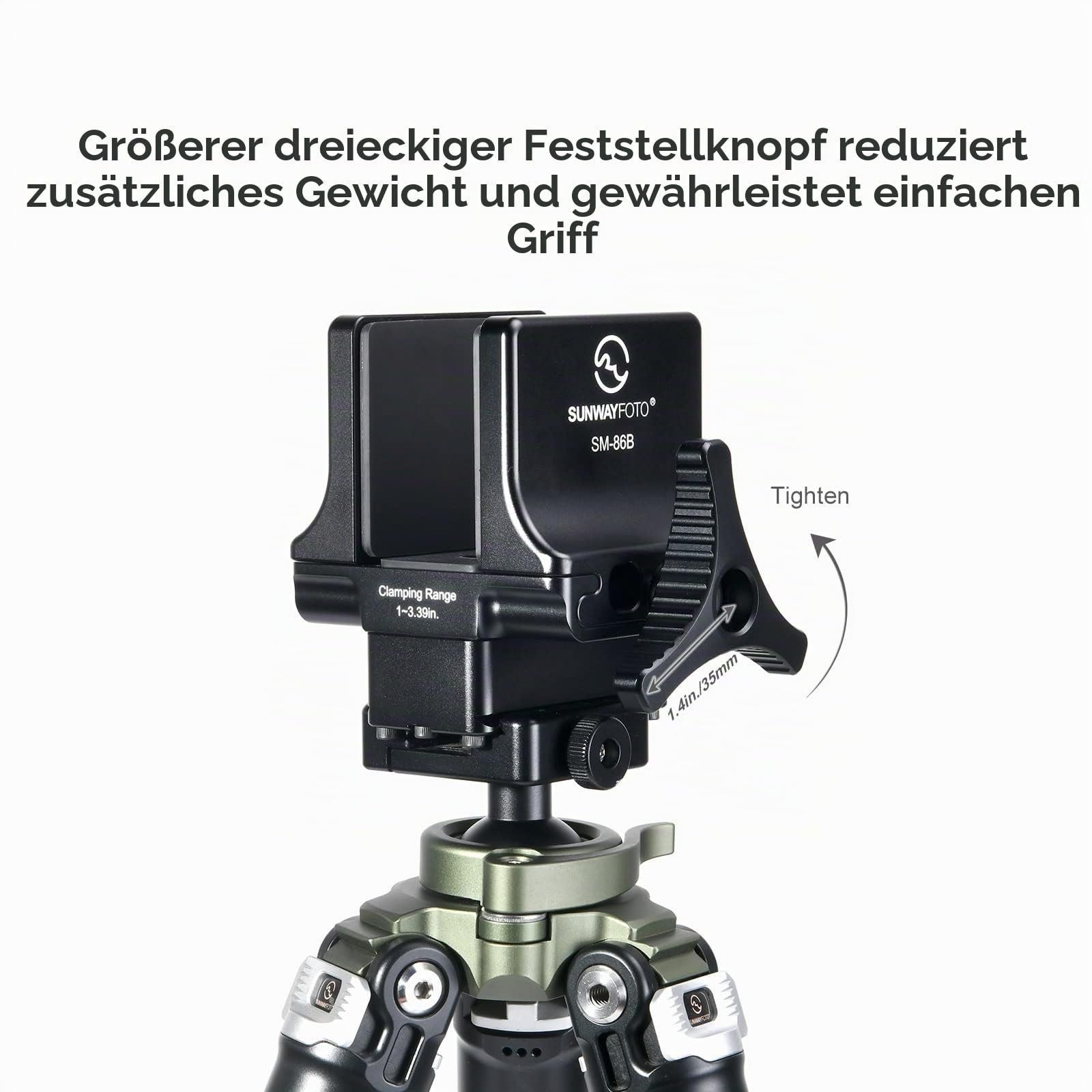 SUNWAYFOTO SM-86B Jagd-Stativ, Gewehrablage für Schießen, Sattelhalterung auf Arca Swiss Klemmadapter, Schwarz