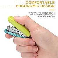 Vista 4 de Leinuosen Paquete de 6 mini grapadoras con 1000 grapas, grapadora pequeña rosa, paquete múltiple de 16 hojas de capacidad, grapas estándar con caja