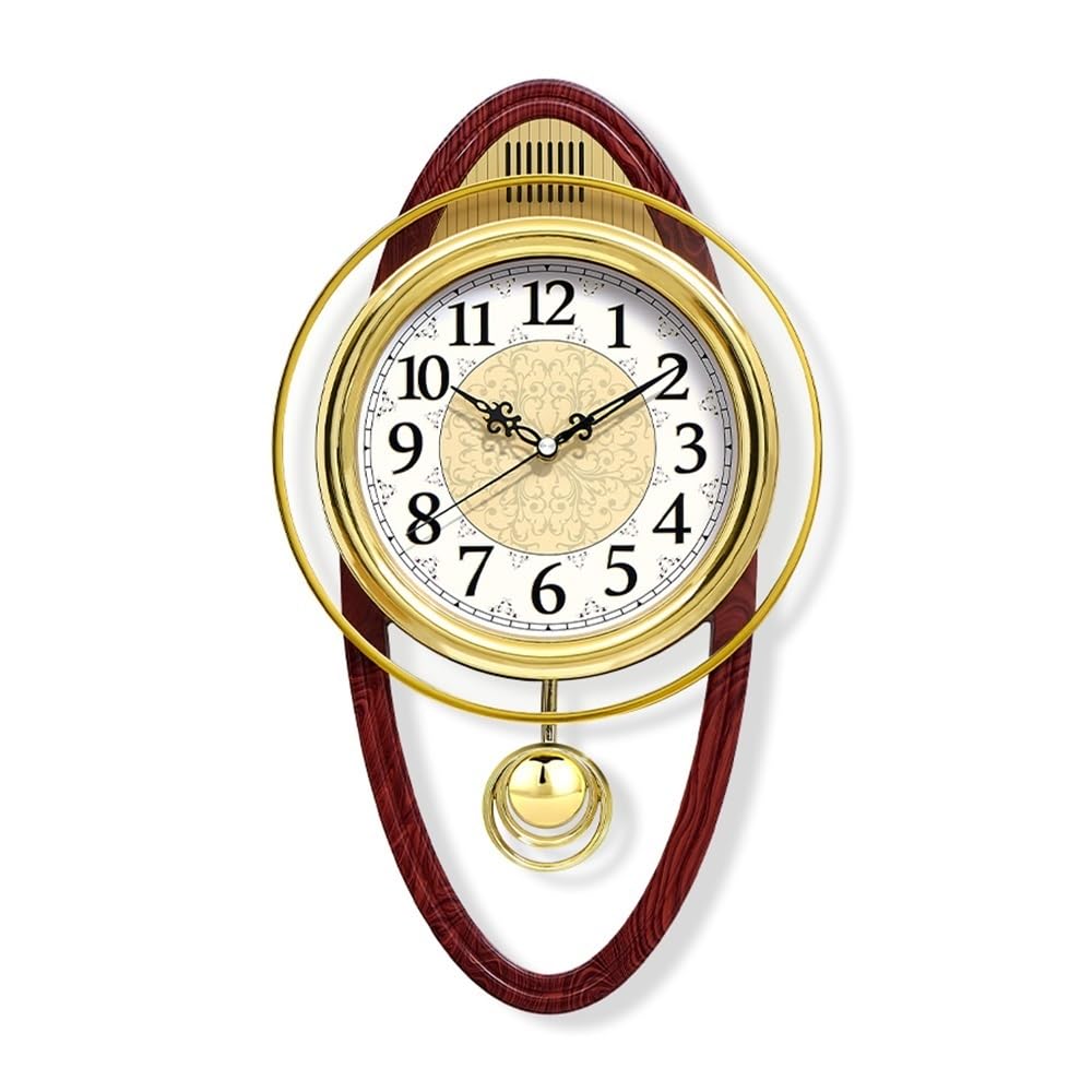 J9V4G6S3B5 Analogue Wall Clock Simple and Stylish Living Room Wall Decoration Bedroom Silent Quartz Clock European Retro Swing for Room Decoration(Bruin)