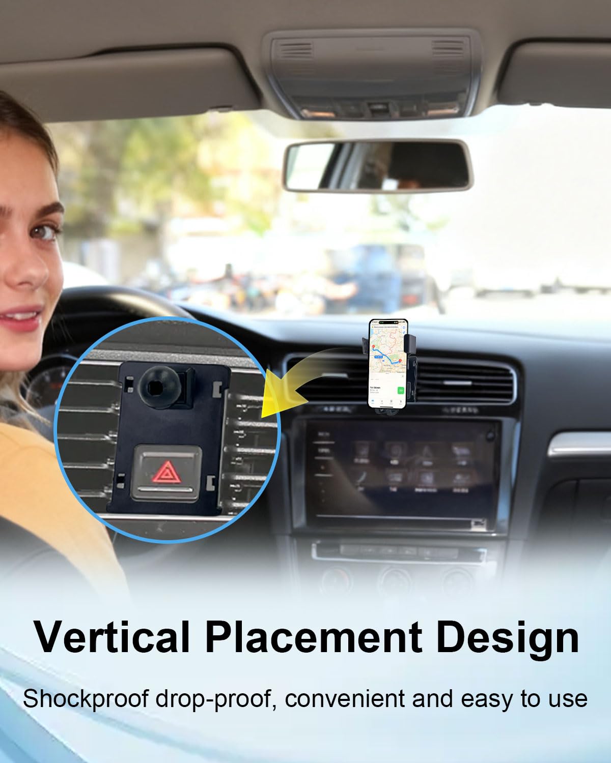 Supporto per Smartphone Auto Compatibile con VW Golf 7 2014-2020, Supporto a Gravità Custom-Fit per Bocchette di Aria per iPhone 17/16/15 Smartphone 4.0"-7.0"