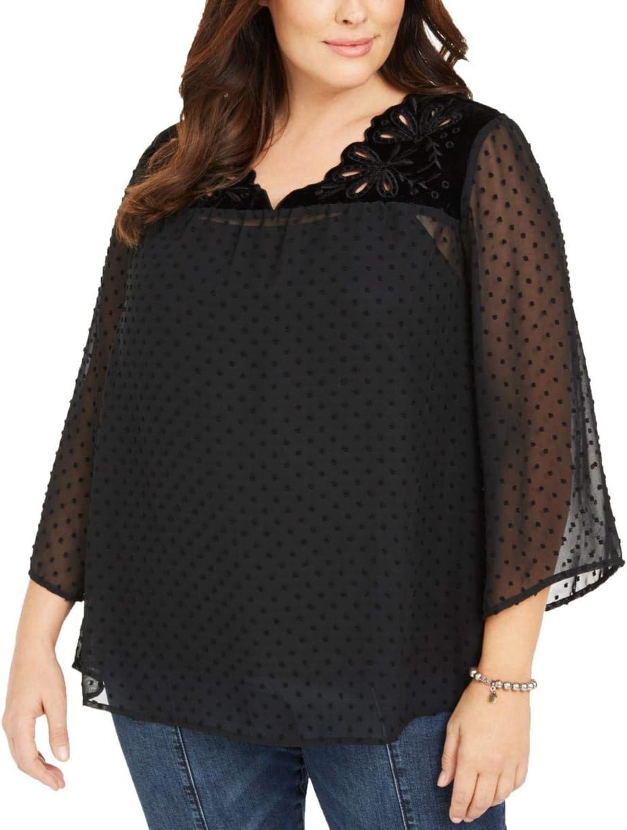 Style & Co.Womens 2-Piece Pullover Blouse, Black, 3X