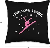 Vista 4 de Baton Twirling Gear For Majorettes Live Love Twirling Baton Twirler - Almohada de 16.0 x 16.0 in, multicolor