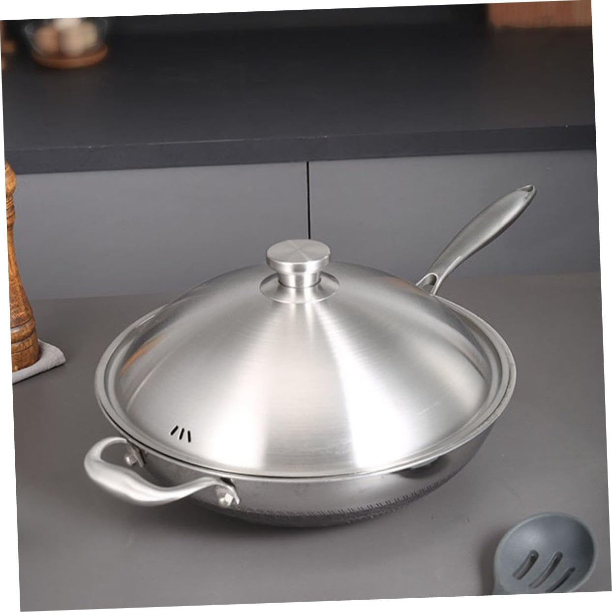 Couvercle de Poêle à Frire 34-36cm en Acier Inoxydable, Épais