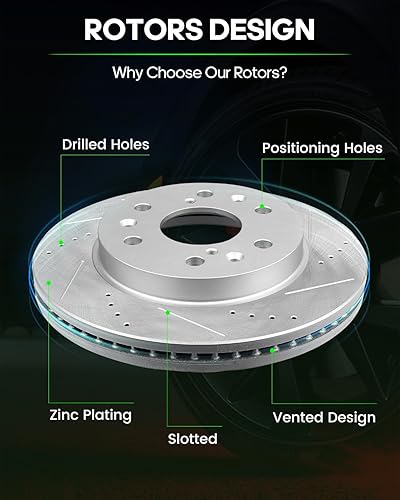 Miniatura 2 de SCITOO Rotores de disco ventilados delanteros de 12.99 pulgadas + pastillas de freno de cerámica de repuesto para Cadillac Escalade ESVEXT, para