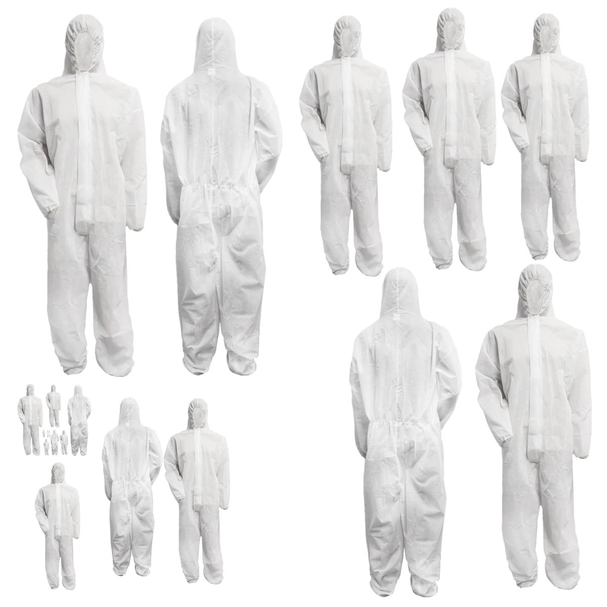 Lot de 10 combinaisons jetables avec capuche, combinaison de peintre, combinaison de protection en polypropylène taille L XL XXL XXXL couleur blanche