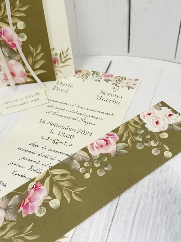 20 Set Partecipazioni Nozze Personalizzate - Inviti Matrimonio Con Busta Coordinata