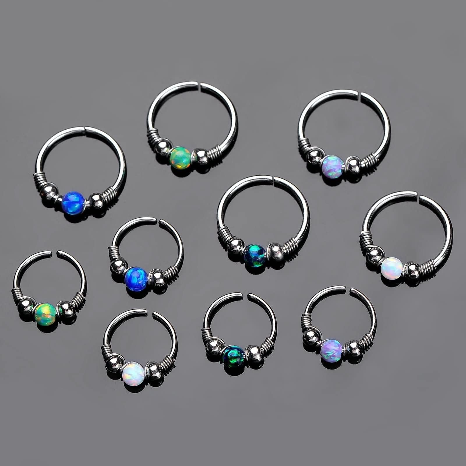 Augenbrauen Piercing Männer, Augenbrauen Piercing Edelstahl Vergoldet Opal in Runder Form Schmuck Nase Lippe 10 Stück Damen