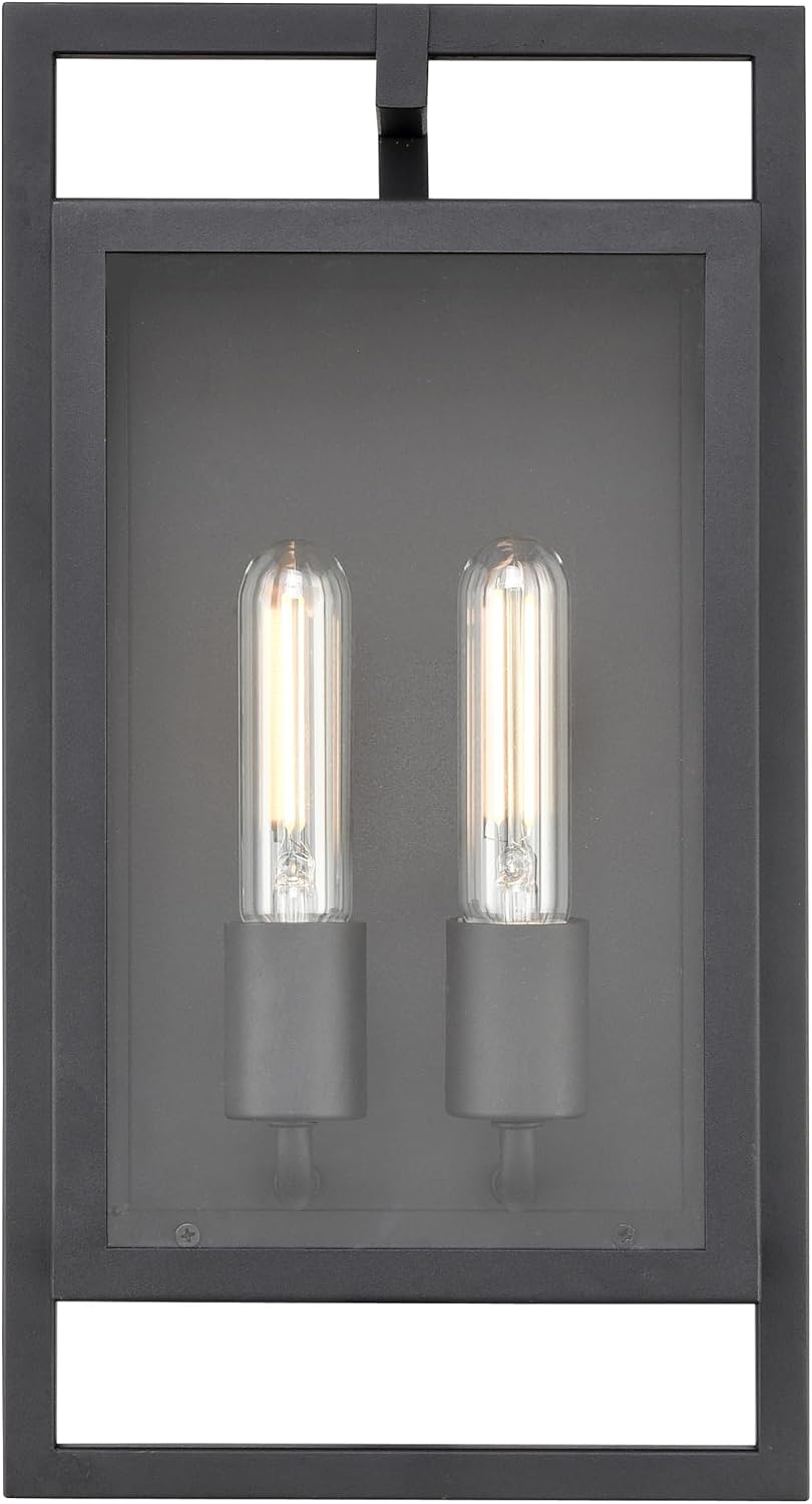 ML Lighting | Agatha Collection | 270002-TBK | 2 Light Outdoor Wall Sconce in Textured Black Finish with Clear Glass Shade | Perfect for Walkways, Porches, Backyards, Patios, and Driveways