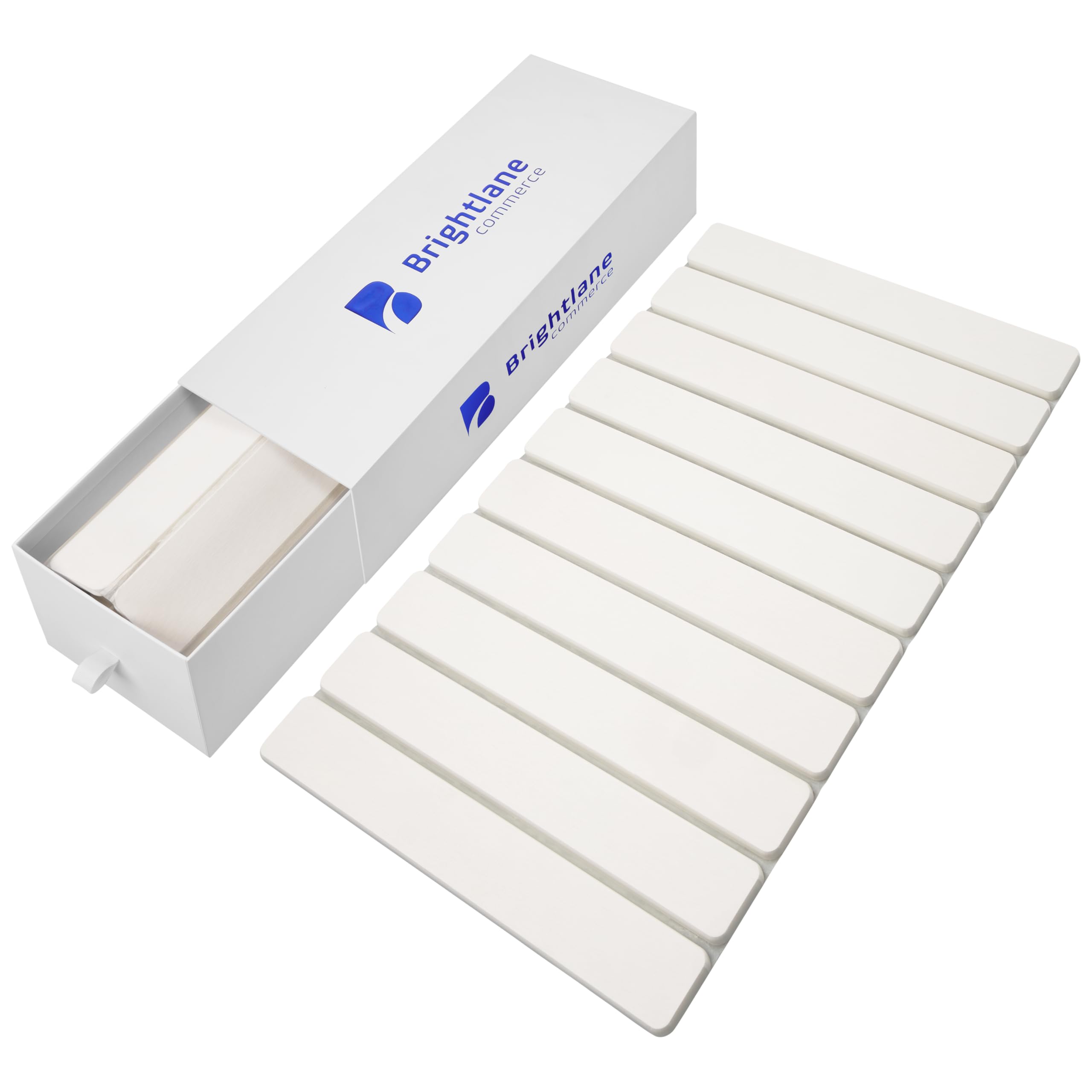 BRIGHTLANE Alfombrilla de Diatomita Plegable 60x39 cm – Secado Ultra Rápido, Antideslizante y Antihumedad – Alfombra de Baño Premium Flexible y Base para Cocina o Escurreplatos (BLDWH6039 Blanco)