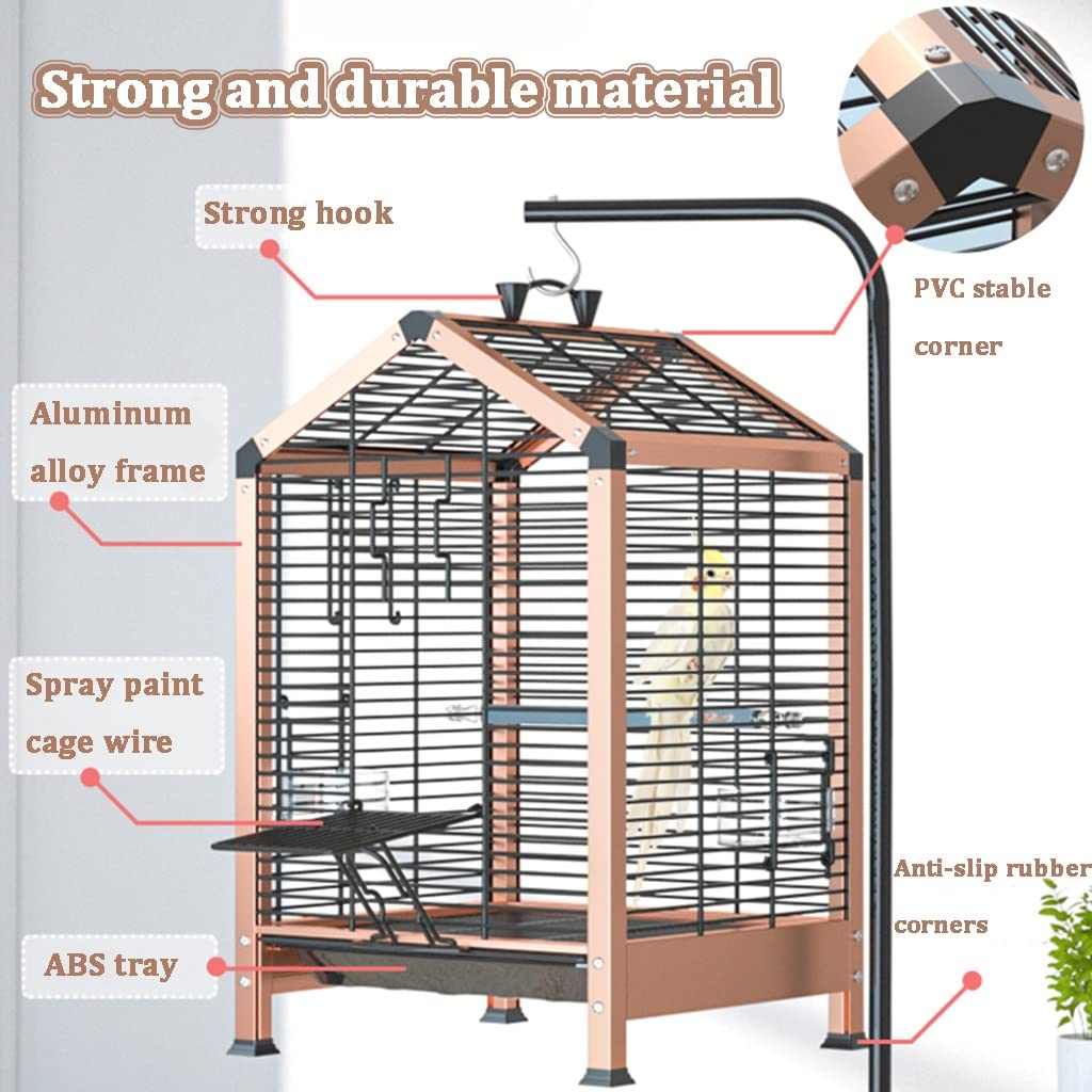 Jaula Pájaros Cria Lujo Jaula Pájaros, Aleación De Aluminio Jaula De Pájaros, Hogar Pajarera, Bandeja ABS Portable Jaula De Palomas, Gran Espacio Jaula De Transporte