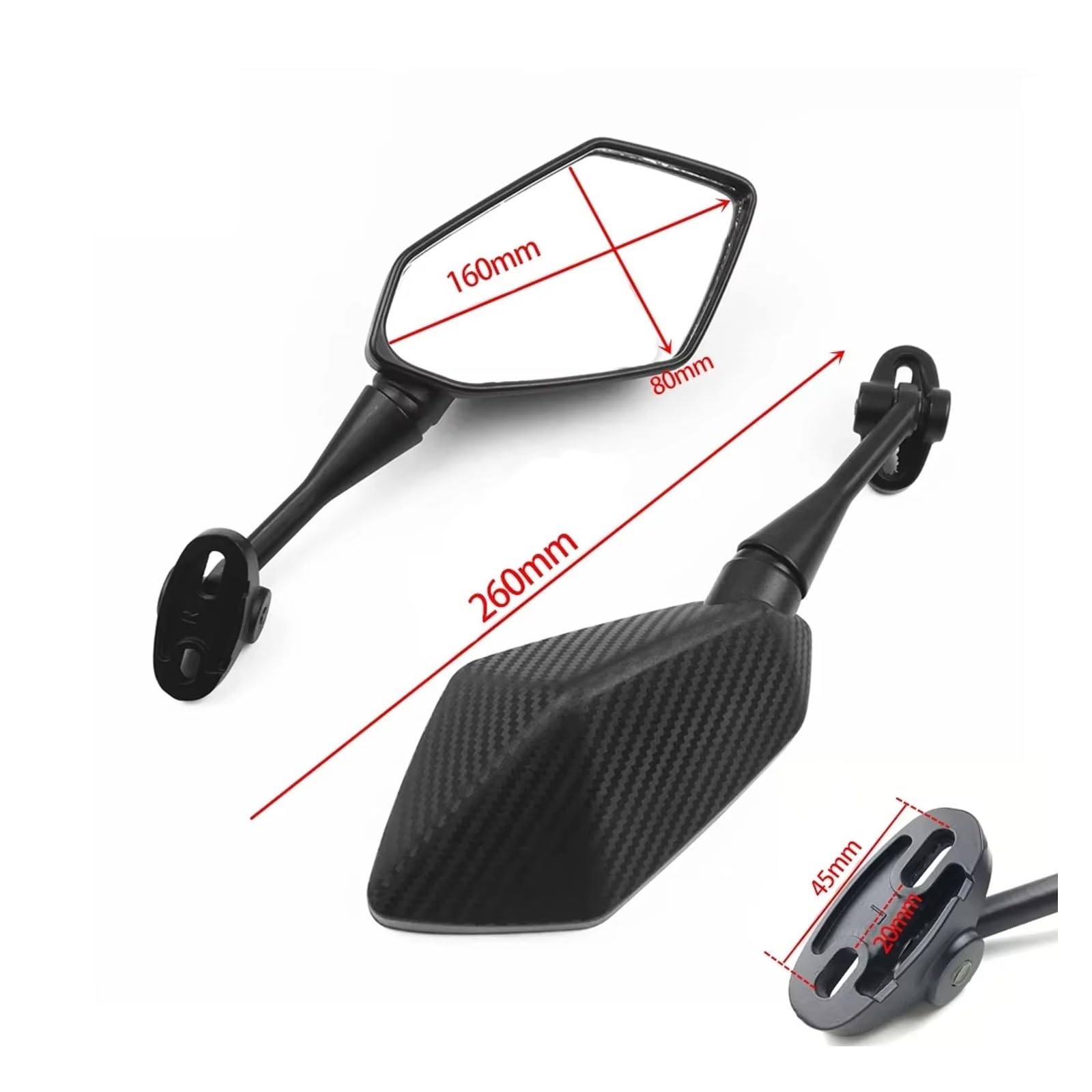 Specchietti Retrovisori Moto In Carbonio | Compatibile con CBR600RR CBR 600 RR 2003-2011 CBR1000RR 2004-2007