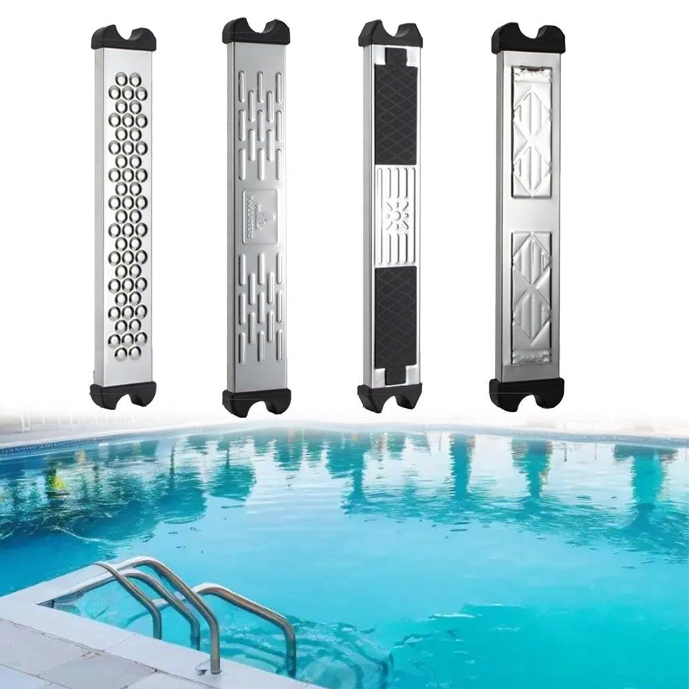 Escalera de piscina, acero inoxidable con goma antideslizante mejorada para la mayoría de escaleras de piscina estándar (pedales antideslizantes)
