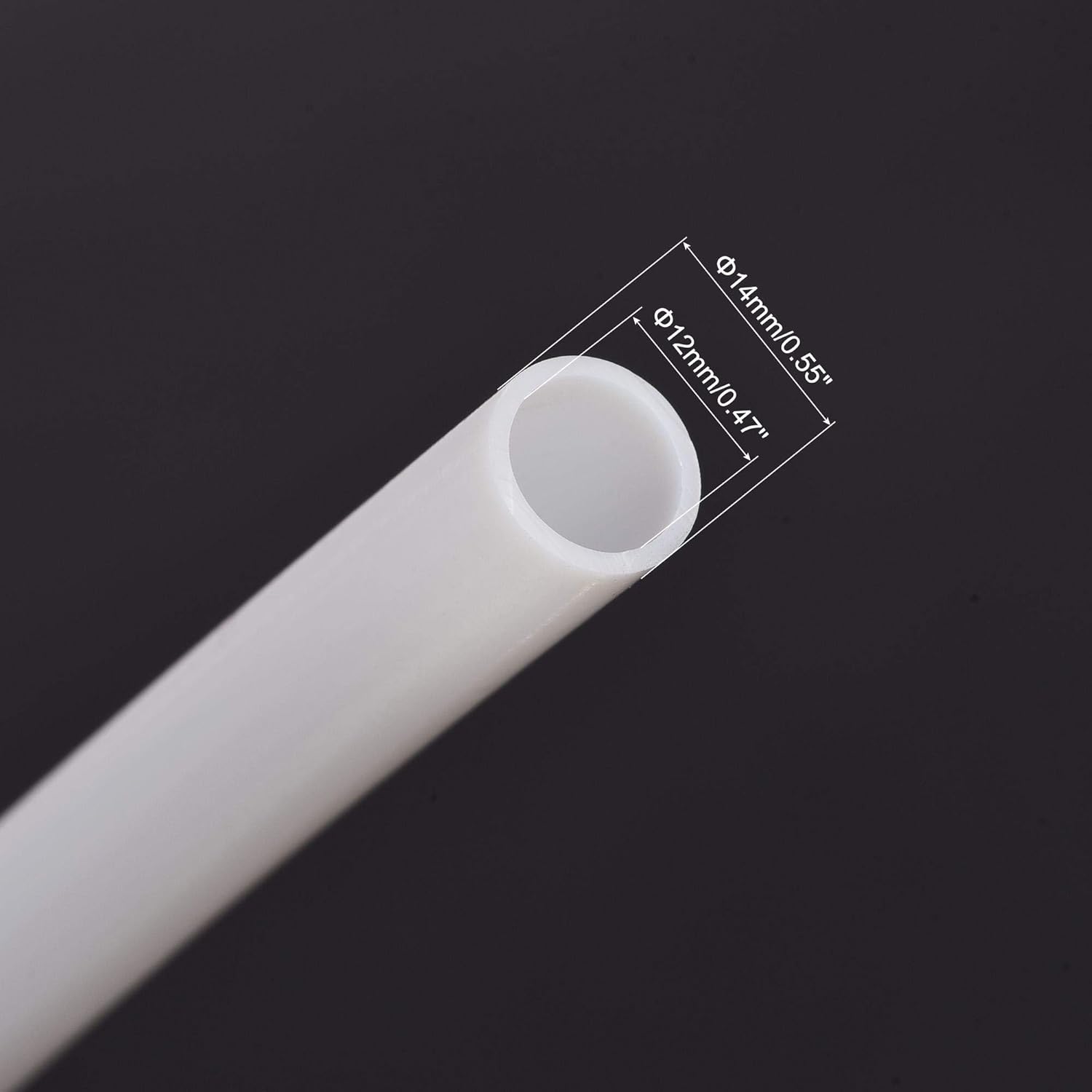 uxcell PTFE Tubing Hose High Temperature Tube Pipe Insulating 3D Printer Hose 12mm ID x 14mm OD x 4.92ft White