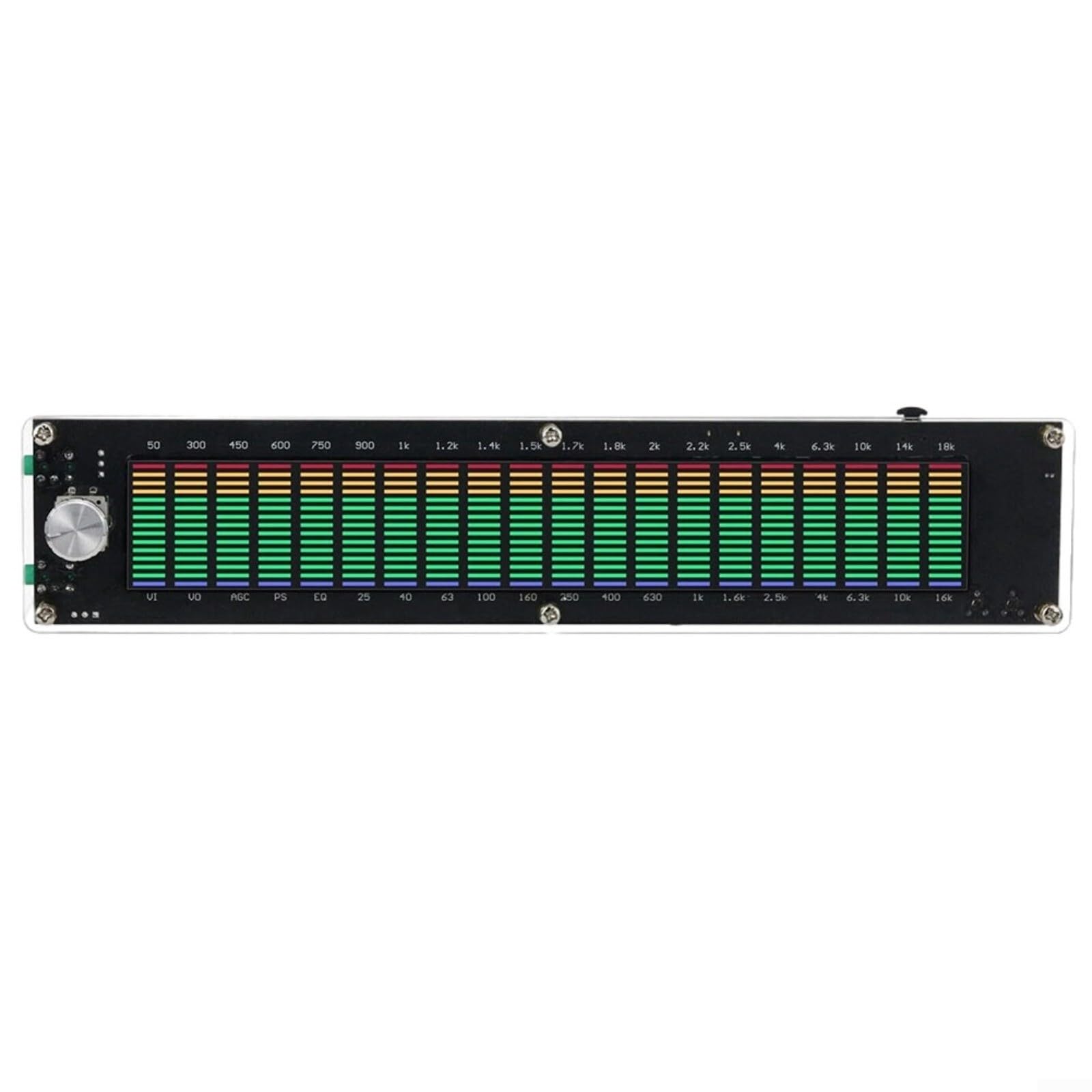 Analizador de espectro musical con DSP EQ y VU Metro de 15 bandas, pantalla LED de nivel de audio, carcasa acrílica transparente, fuente de alimentación USB, para decoración de escritorio y