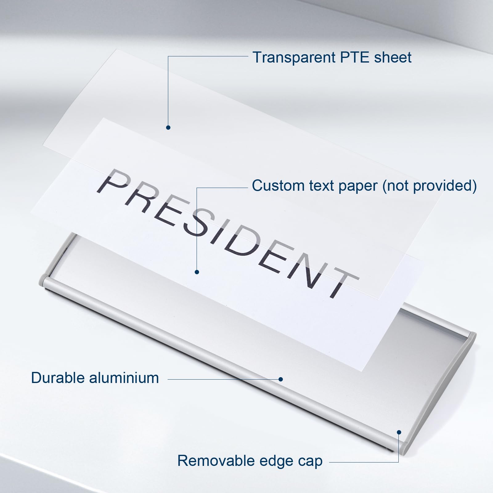 Placa de identificación de aluminio para montaje en pared