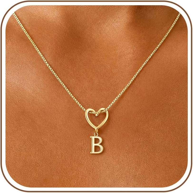 ZOERAY Dainty Gold Initial Necklace for Women Letter A-Z Heart Necklace